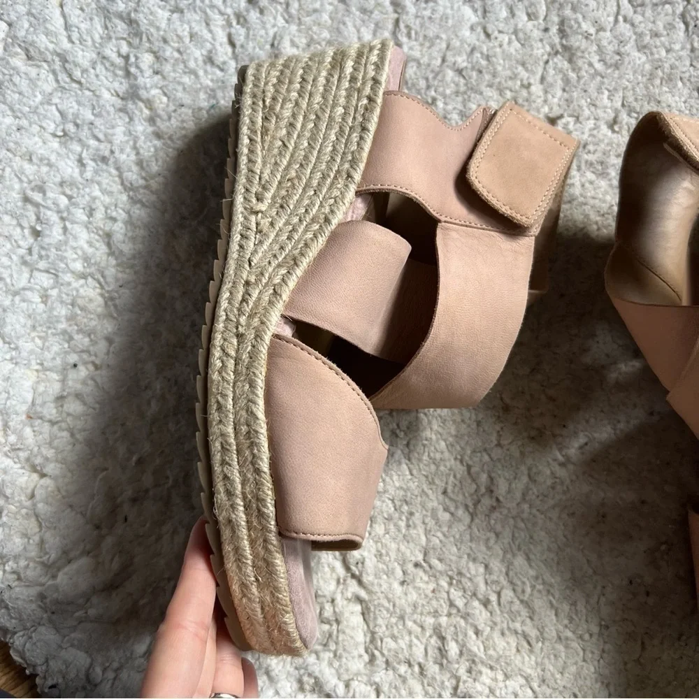SOUL Naturalizer Tan Leather Oshay Espadrille Wedge Sandal Size 11